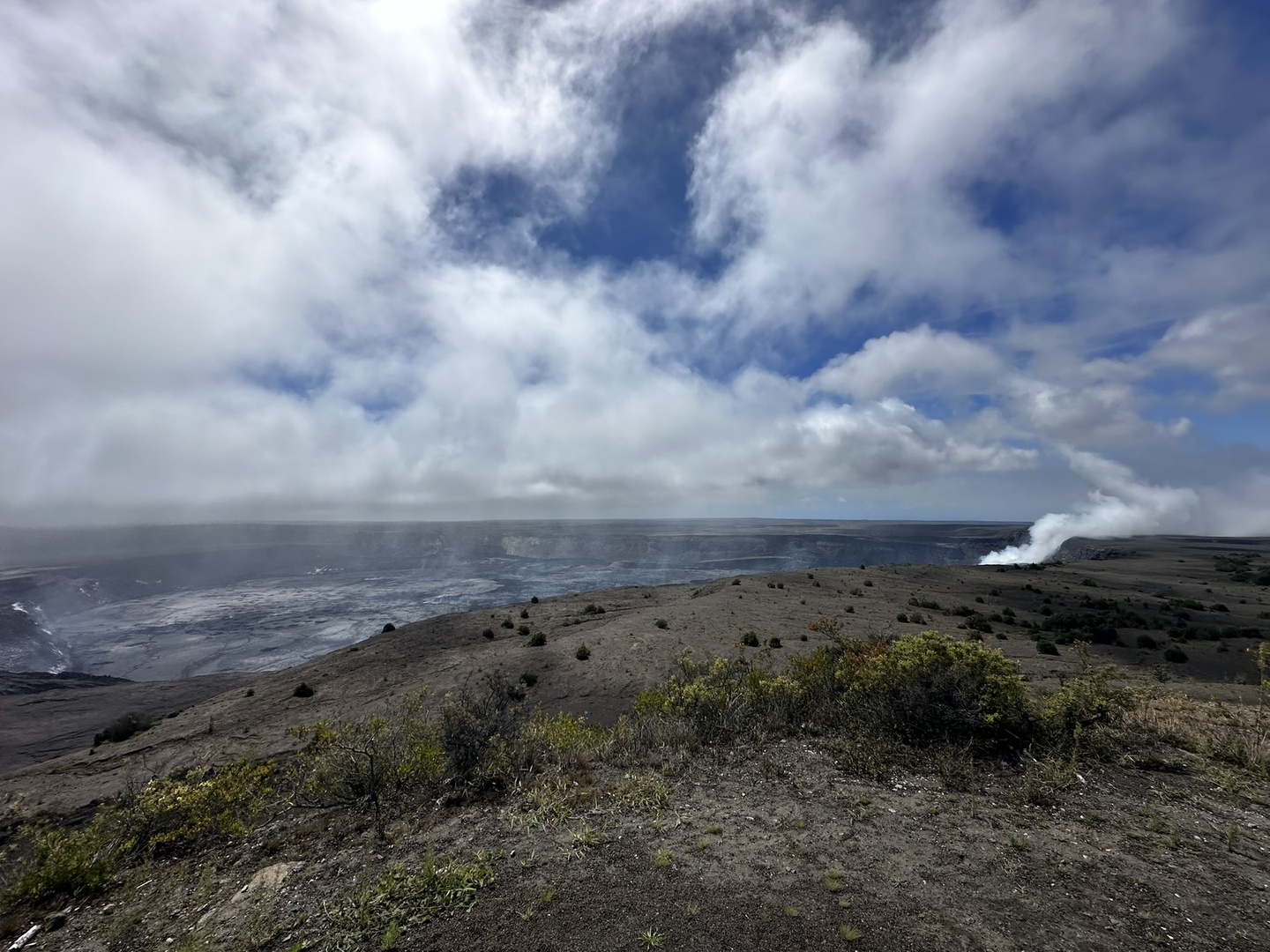 Steam coming out of the active Kilauea volcano
