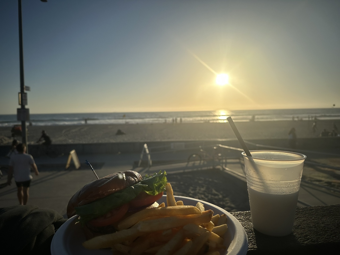 Enjoying frozen drinks and good food at Pacific Beach