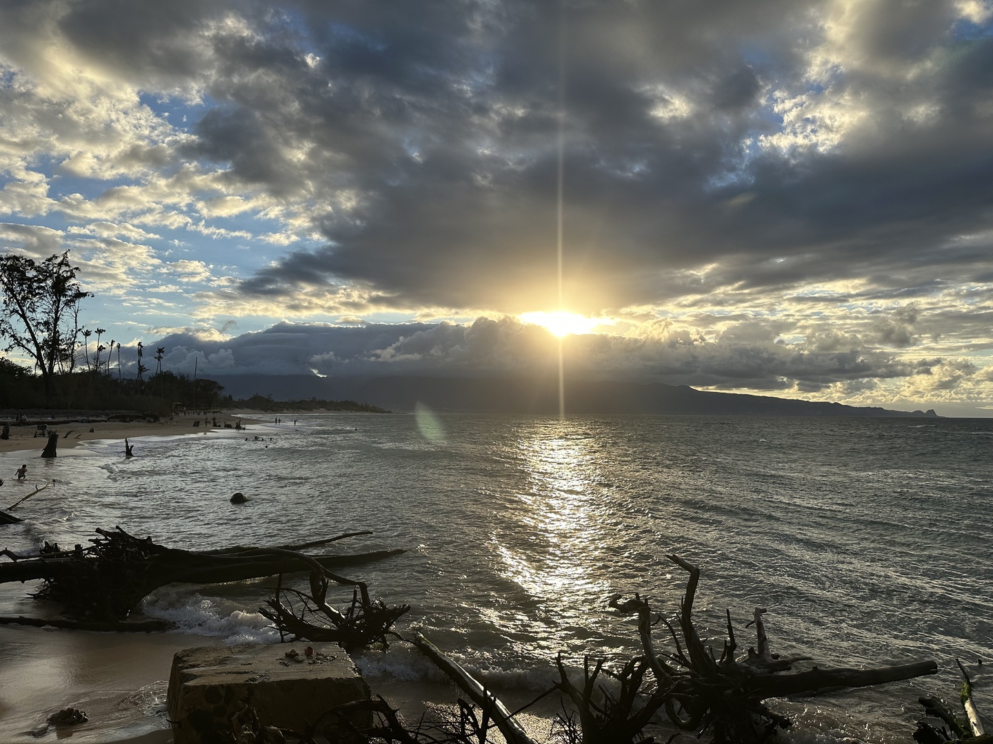 And enjoying the first sunset at the beach
