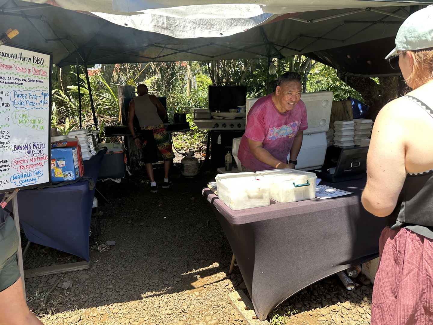 Lunch stop in a backyard of a local Chef